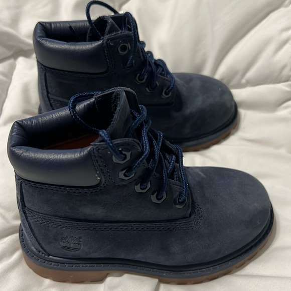 Timberland kids dark blue nubuck premium lace up waterproof boot size 1. - Picture 2 of 4